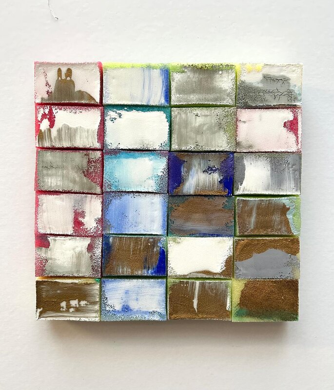 Mosaik 1926, 2023, Acryl, Harz auf Topfreiniger, 32 x 33 cm