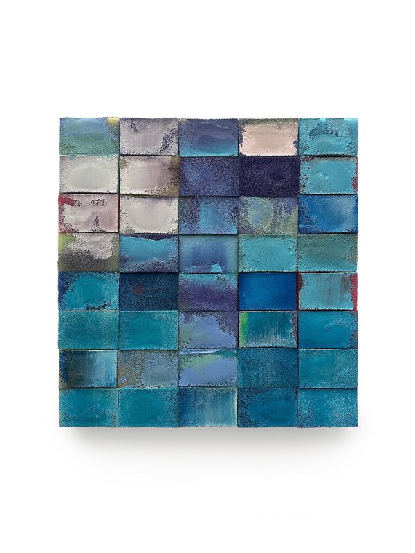 Mosaik 2169, 2025, Acryl, Harz auf Topfreiniger, 43 x 43 cm