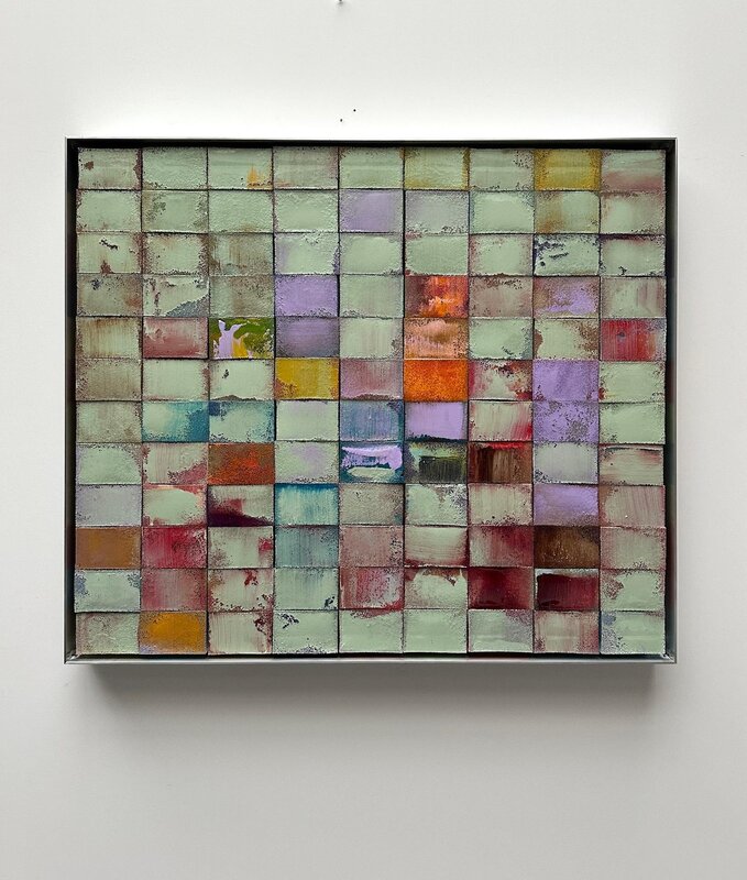 Mosaik 2125, 2024, Acryl, Harz auf Topfreiniger, 66 x 75 x 5 cm
