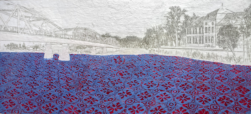 Havelland / Plauer Schloss, 2018, Paraffin und Öl auf Pappe, 140 x 220 cm