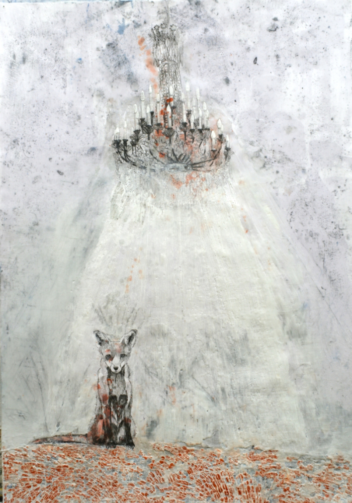 Fuchs, 2022, Bleistift und Paraffin auf Papier, 70 x 100 cm