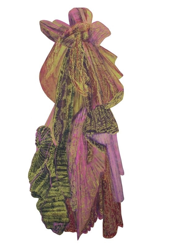 Vestiti, 2018, 127 x 53 cm, Linoleum, Alkydfarbe