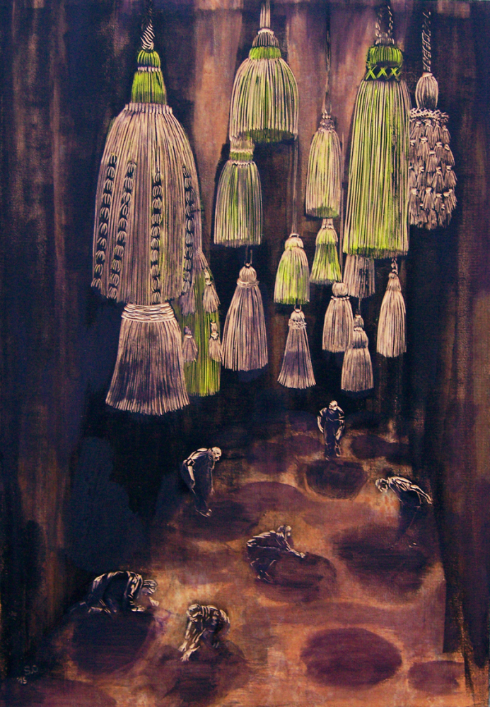 Schattenspiele, 2015, 73 x 50 cm, Linoleum, Alkydfarbe