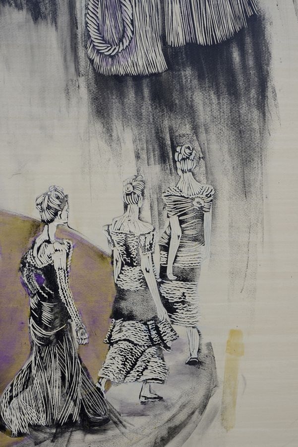 Rondell, Ausschnitt, 2016, Linolschnitt