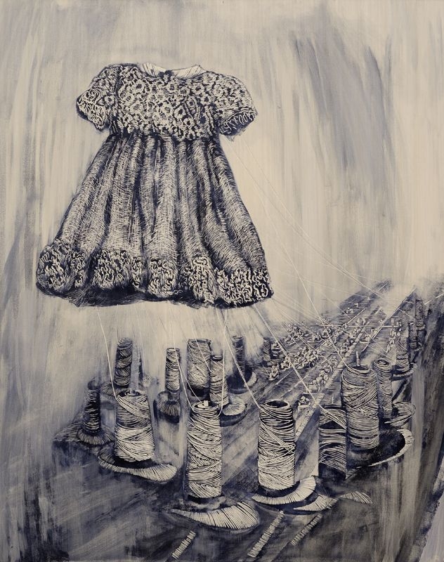 Jeunesse DoreeI, 2015, Linolschnitt-Alkydfarbe, 160 x 130
