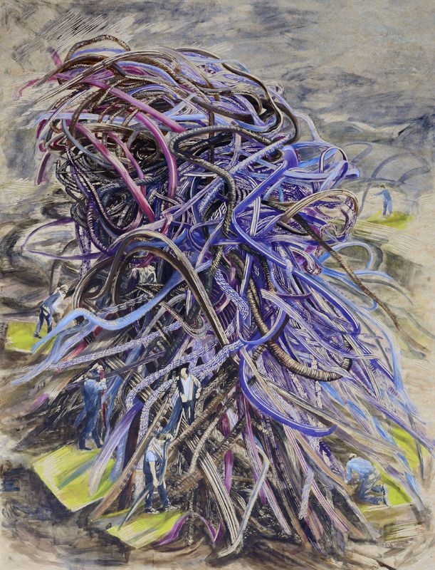 Musen im Kopf, 2016, Linolschnitt-Alkydfarbe, 196 x 148
