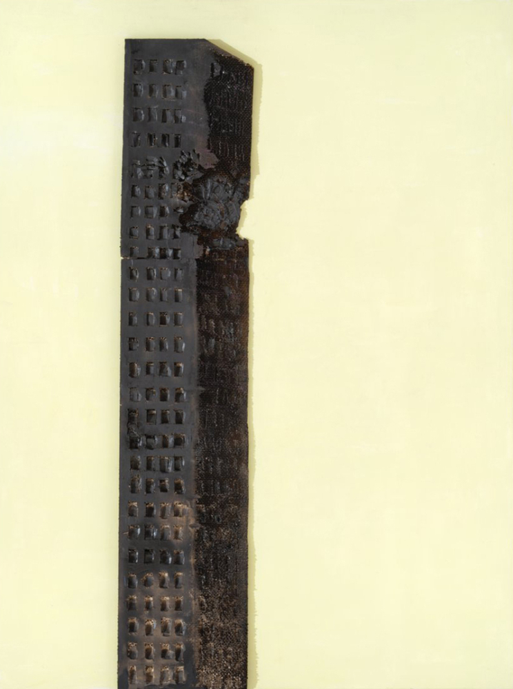 Trak Wendisch, Hohes Haus, 2022, Assemblage auf Leinwand, 200 x 150 cm