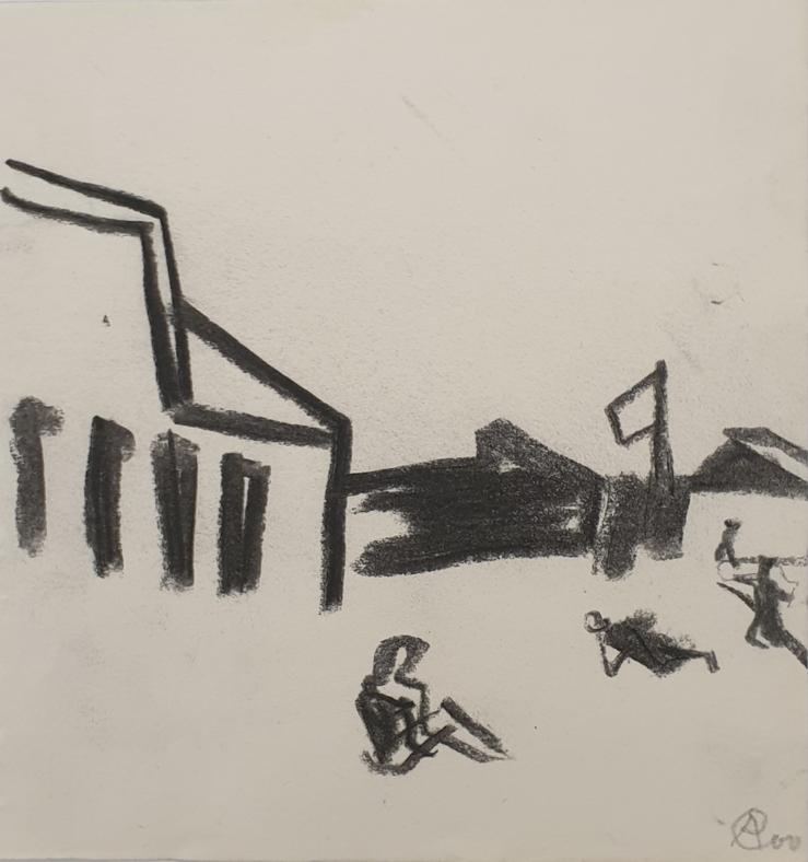 Achim Freyer, „Strand mit Kabinen“, 2000