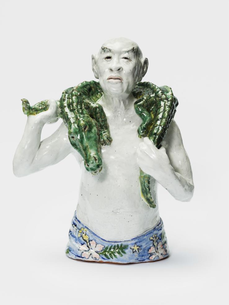 Rosi Steinbach, „Retter (Mann mit Krokodil)“, 2015