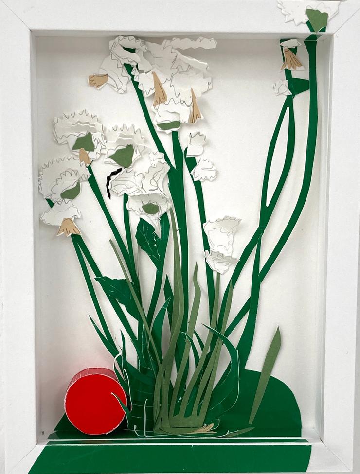 Marion Eichmann, „Blumen + roter Deckel“, 2021