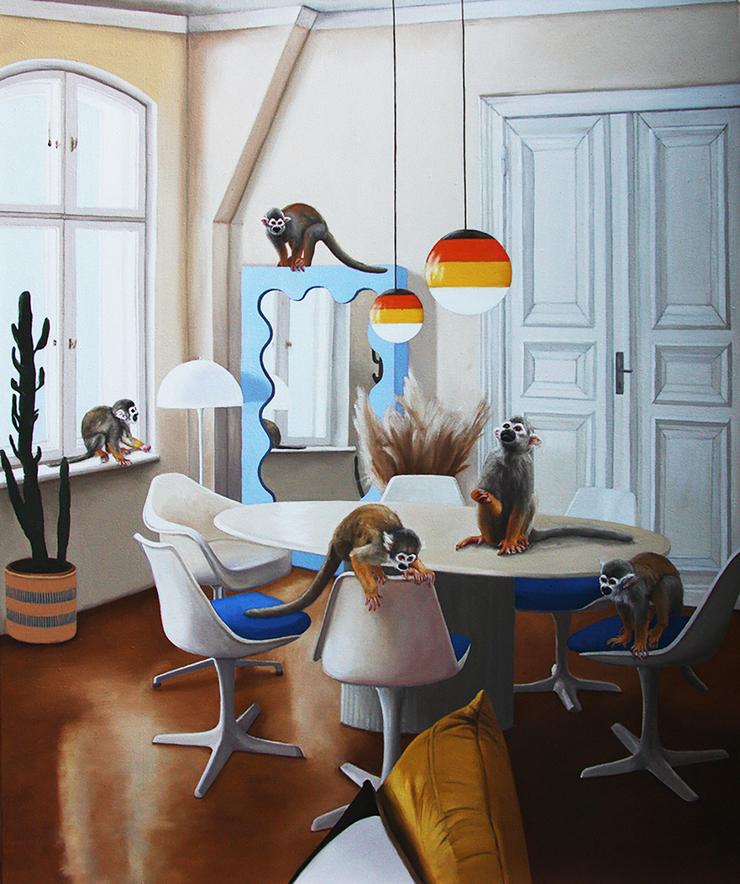 Persis Eisenbeis, „Interior mit Totenkopfäffchen“, 2023