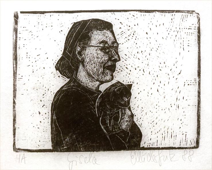 Ellen Maeder-Gutz, „Gisela mit Katze“, 1988