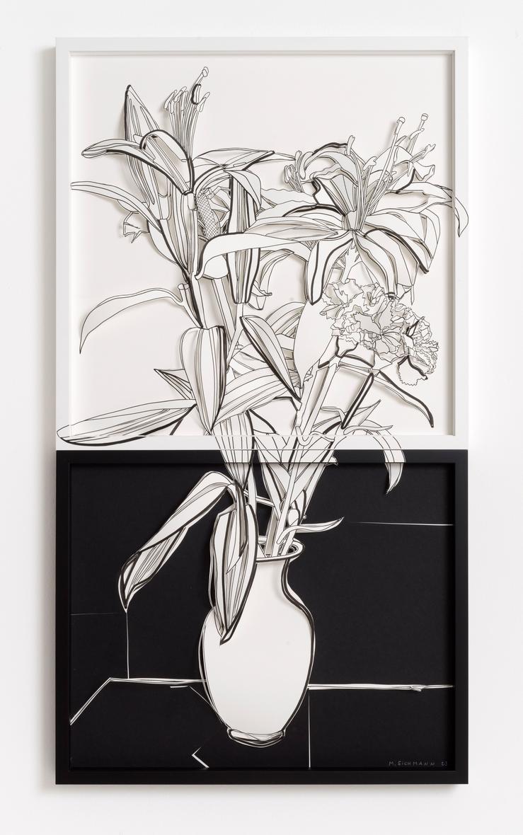Marion Eichmann, „Blumen Weiß-Schwarz (2-teilig)“, 2023