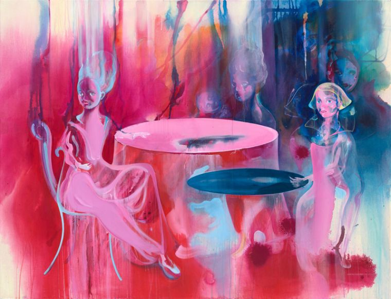 Nocturnal Gathering, acrylic on canvas, 130 × 170 cm, 2026