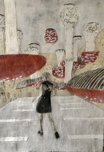 Poison, 2023, Bleistift und Paraffin auf Papier, 80 x 60 cm