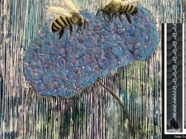 Heike Jeschonnek, Bienen auf Hortensie 3, 2025