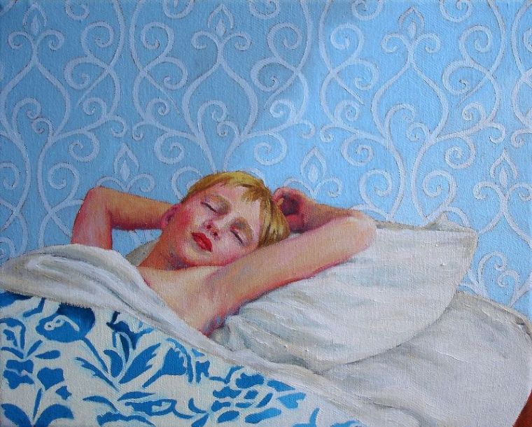 Sleeping boy in blue, 2017, 30 x 24 cm