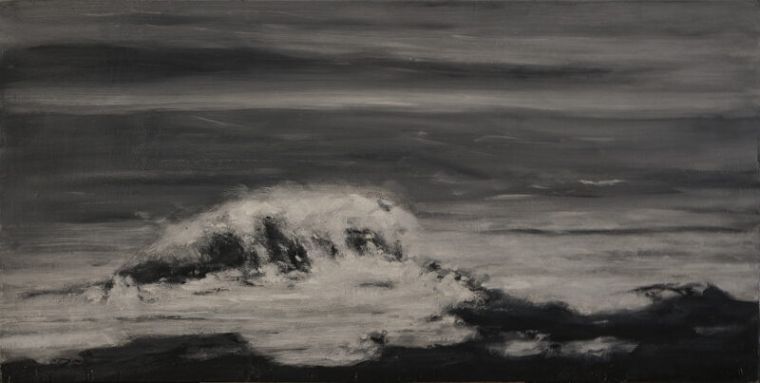 Sador Weinsčlucker, morgen so, 2024, Öl auf Leinwand, 30 x 60 cm