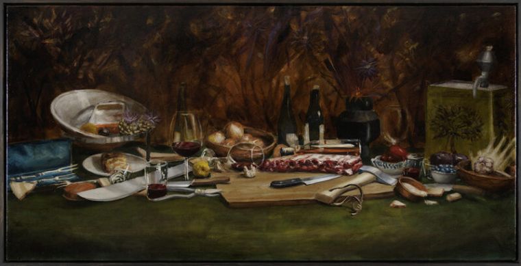 Sador Weinsčlucker, behalte nichts, 2025, Öl auf Leinwand, 70 x 140 cm