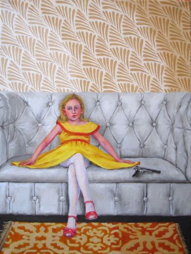 Girl with a pistol, 2017, 40 x 30 cm