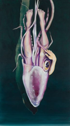 Inner Mood, 2023, Acryl/ÖL/Ölkreide/Spraypaint auf Leinwand, 160 x 80 cm