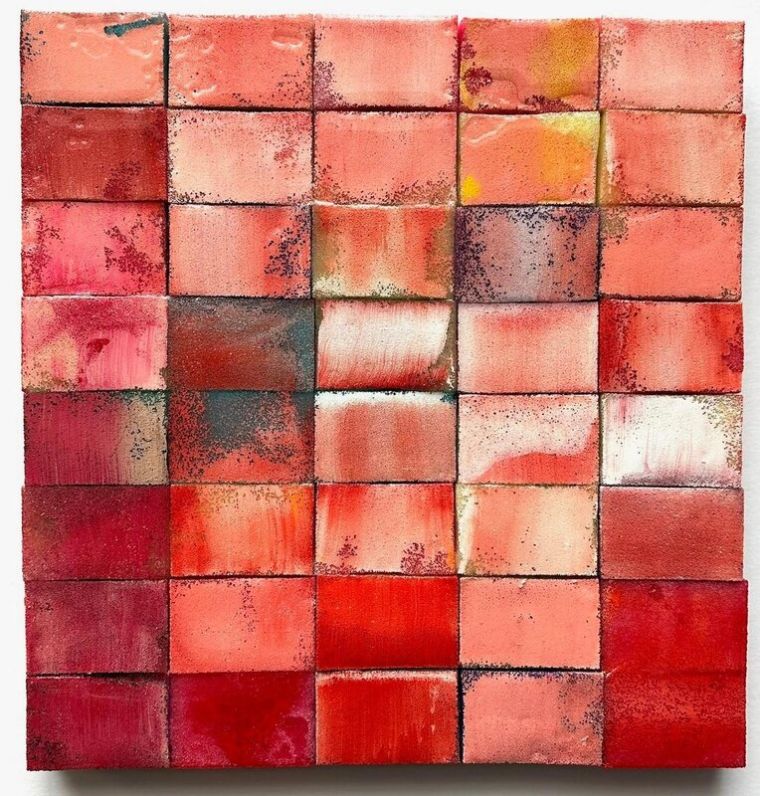 Mosaik 1918, 2023, Acryl, Harz auf Topfreiniger, 45 x 43 cm