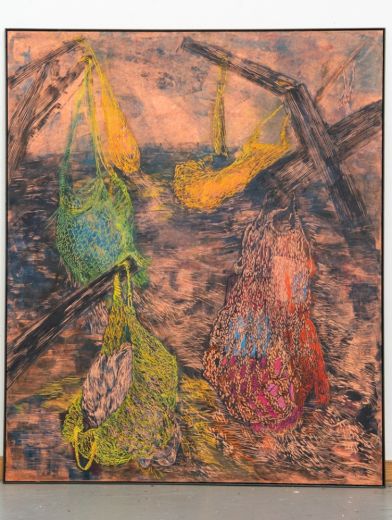 Rausgefischt, 2019, 121 x 101 cm, Linoleum + Alkydfarbe