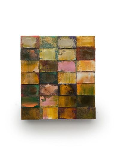 Mosaik 2197, 2025, Acryl, Harz auf Topfreiniger, 37 x 35 cm