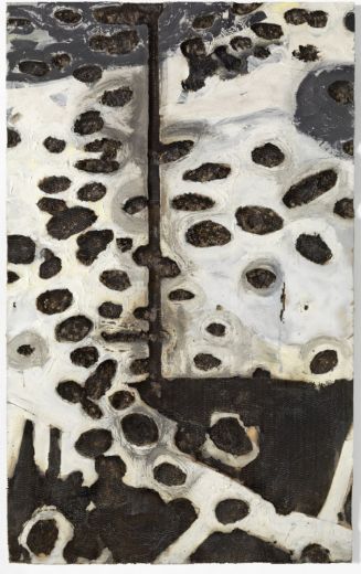 Trak Wendisch, Feld IV, 2019, Relief in Wabenpappe, gebrannt, farbig gefasst, 200 x 124 x 4 cm