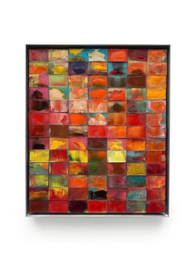 Mosaik 2173, 2025, Acryl, Harz auf Topfreiniger, 70 x 60 x 5 cm