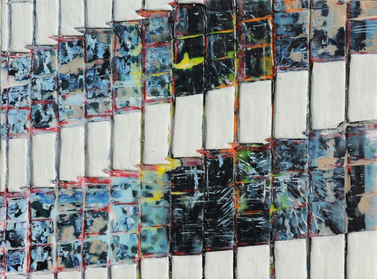 Chroniken 18, 2019, Paraffin und Acryl auf Papier, 24,5 x 32 cm