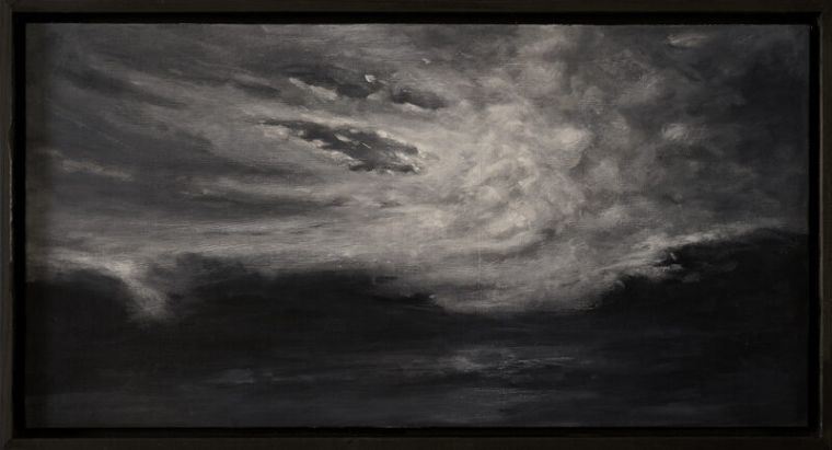 Sador Weinsčlucker, über die ufer, 2026, Öl auf Leinwand, 30 x 585 cm