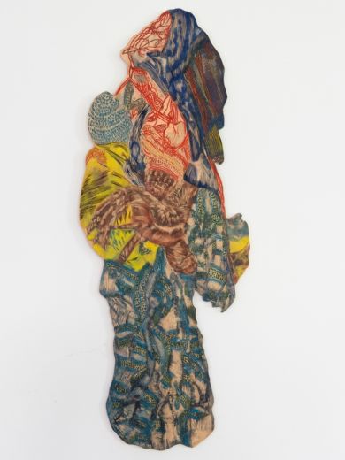Unterwegs II, 2019, 89 x 34 cm, Linoleum + Alkydfarbe