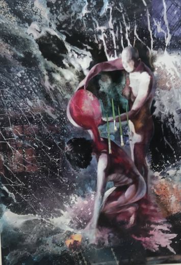 Pink solution, 2014, Mischtechnik auf Leinwand, 200 x 140 cm