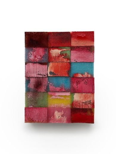 Mosaik 2127, 2024, Acryl, Harz auf Topfreiniger, 35 x 25 cm