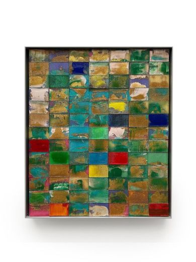 Mosaik 2174, 2025, Acryl, Harz auf Topfreiniger, 70 x 60 x 5 cm