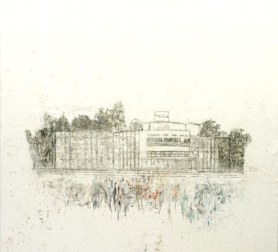 Dreilinden, 2021, Paraffin und Acryl auf Papier, 150 x 150 cm