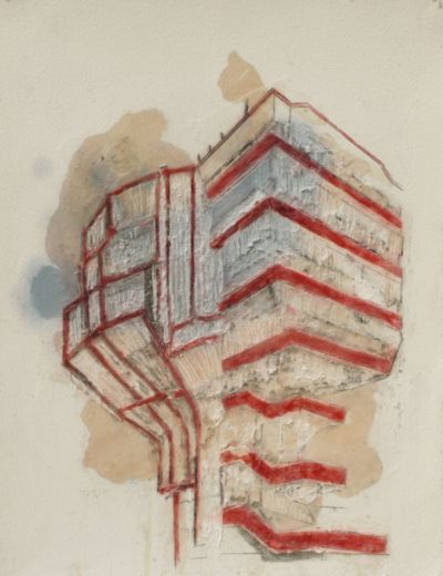 Bierpinsel, 2024, Paraffin und Acryl auf Papier, 30,5 x 23,5 cm