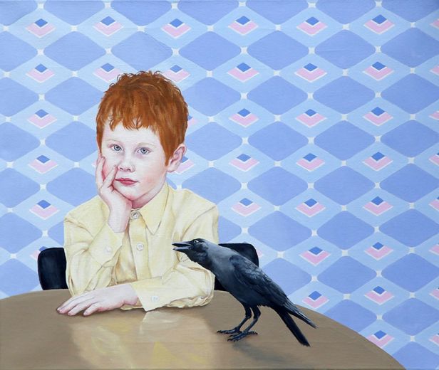 Junge und Rabe, 2026, 60 x 50 cm