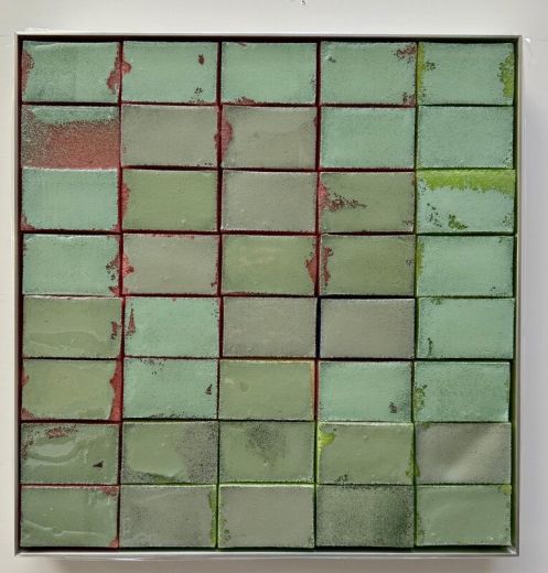 Mosaik 1463, 2020, Acryl, Harz auf Topfreiniger, 44 x 43 cm
