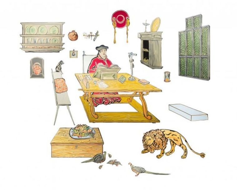 Kardinal Albrecht nach Cranach, 2015, Email-Malerei, ca 220 x 260cm
