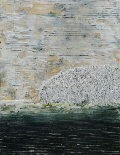 Bäume 3, 2020, Paraffin und Acryl auf Pappe, 40 x 30 cm