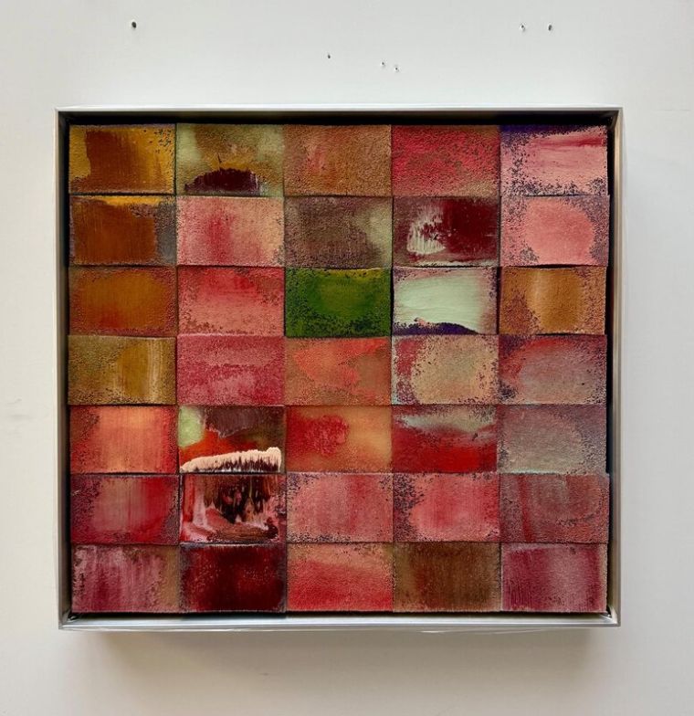 Mosaik 2102, 2024, Acryl, Harz auf Topfreiniger, 39 x 42 cm