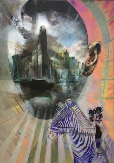 Hongkong wird modern, 2020, Mischtechnik auf Leinwand, 200 x 140 cm