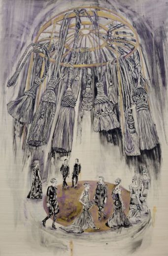 Rondell, 2016, Linolschnitt-Alkydfarbe, 195 x 130