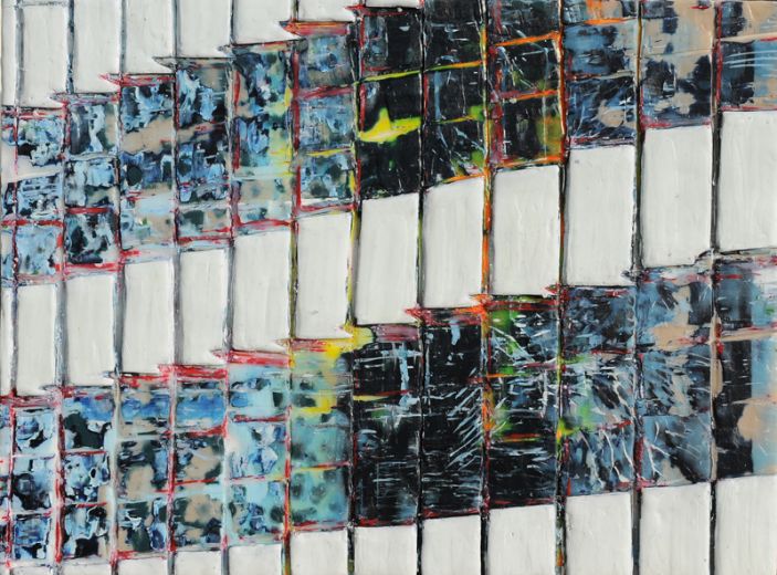 Chroniken 18, 2019, Paraffin und Acryl auf Papier, 24,5 x 32 cm